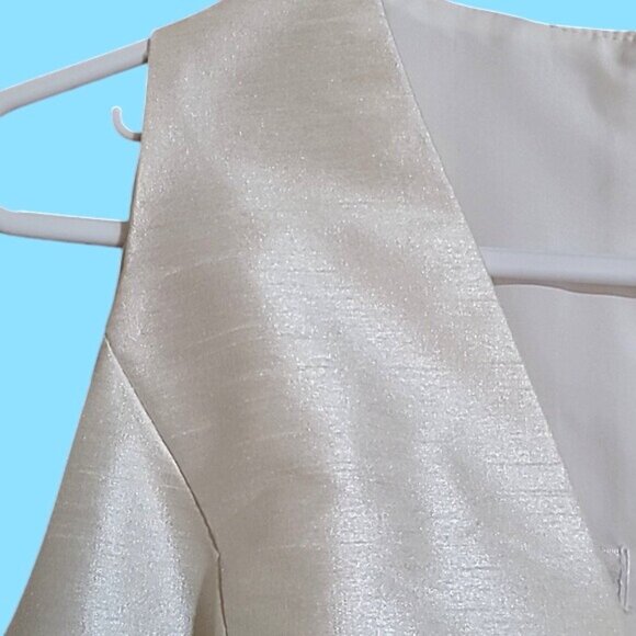 Alfred Sung Ivory Sleeveless Midi Dress With V-Neck & Back Zipper Closure Sz. 12 - Picture 4 of 7